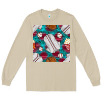 Mushroom baseball  uniform with turquoise gemstone seamless pattern Long Sleeve Tee - BundleAndBundleShop