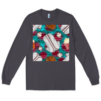 Smoke baseball  uniform with turquoise gemstone seamless pattern Long Sleeve Tee - BundleAndBundleShop