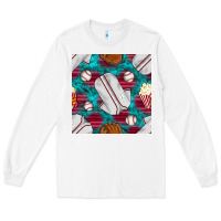 White baseball  uniform with turquoise gemstone seamless pattern Long Sleeve Tee - BundleAndBundleShop