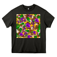 Asphalt Mardi Gras jester had and crawfish with leopard pa Heavy Core Tee - HowdyJamesFarm