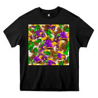 Black Mardi Gras jester had and crawfish with leopard pa Heavy Core Tee - HowdyJamesFarm