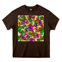 Chocolate Brown Mardi Gras jester had and crawfish with leopard pa Heavy Core Tee - HowdyJamesFarm