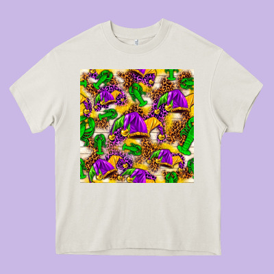 Mardi Gras Jester Had And Crawfish With Leopard Pa Heavy Core Tee Designed By Howdyjamesfarm