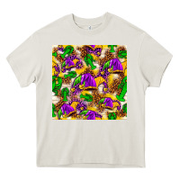 Cream Mardi Gras jester had and crawfish with leopard pa Heavy Core Tee - HowdyJamesFarm