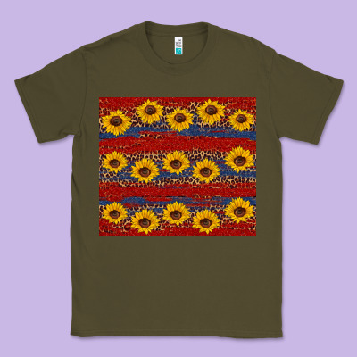 Usa And Sunflower Pattern Classic Tee Designed By Artiststas
