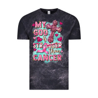 Cloud Black My God is stronger than Cancer Vintage Tee - FaDigitalArtStudio
