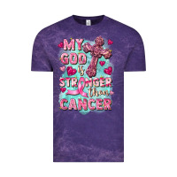 Cloud Purple My God is stronger than Cancer Vintage Tee - FaDigitalArtStudio