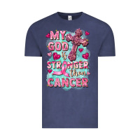 Vintage Denim My God is stronger than Cancer Vintage Tee - FaDigitalArtStudio