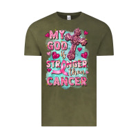 Vintage Olive My God is stronger than Cancer Vintage Tee - FaDigitalArtStudio