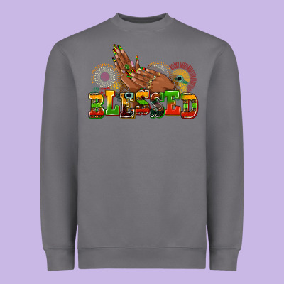 Blessed Afro Woman Hands Heavyweight Sweatshirt Designed By Adodesignshop