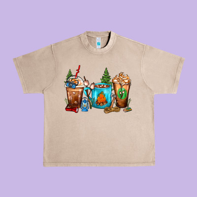 Camping Coffee Cups Urban Heavy Tee Designed By Fadigitalartstudio