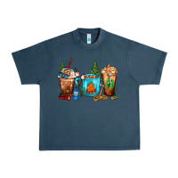 Midnight Navy Camping Coffee Cups Urban Heavy Tee - FaDigitalArtStudio