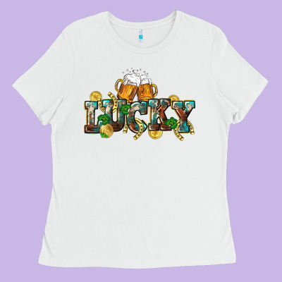 Lucky Beers St. Patrick's Day Ladies Tee Designed By Cowgirlartshop