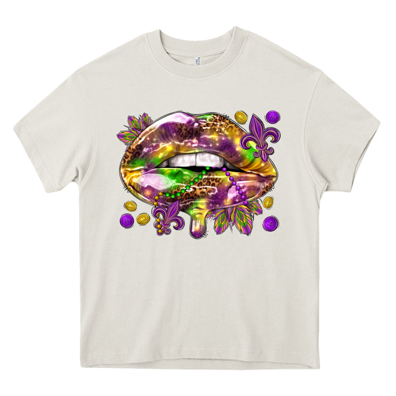 Mardi Gras Lips Heavy Core Tee by HowdyJamesFarm | Teevron