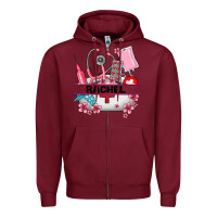 Burgundy costom name nurse hat and elements Zipper Hoodie - AdoDesignShop