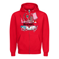 Red costom name nurse hat and elements Zipper Hoodie - AdoDesignShop