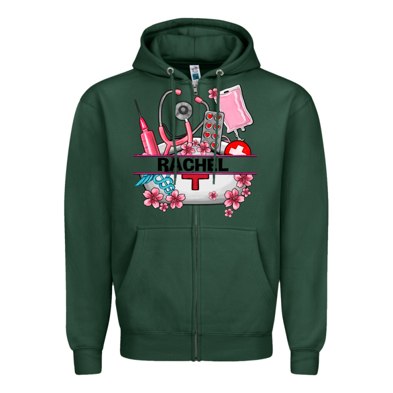 Costom Name Nurse Hat And Elements Zipper Hoodie by AdoDesignShop | Teevron