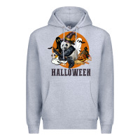 Heather Grey hallowen panda Premium Hoodie - LillyAllenDesigns