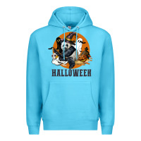 Ocean Blue hallowen panda Premium Hoodie - LillyAllenDesigns