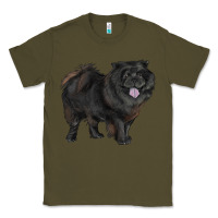 Army Green black chow chow Classic Tee - RanaPortraitStore