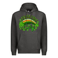 Charcoal Heather Feeling lucky with rainbow Premium Hoodie - RanaPortraitStore