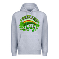 Heather Grey Feeling lucky with rainbow Premium Hoodie - RanaPortraitStore