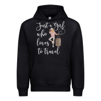 Black just a girl who loves to travel traveling women nomad t shirt Urban Hoodie - baoMotion