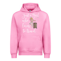 Fuchsia Pink just a girl who loves to travel traveling women nomad t shirt Urban Hoodie - baoMotion