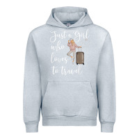 Heather Grey just a girl who loves to travel traveling women nomad t shirt Urban Hoodie - baoMotion