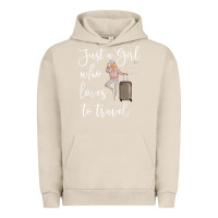 Pigment French Oak just a girl who loves to travel traveling women nomad t shirt Urban Hoodie - baoMotion