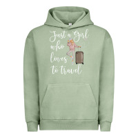 Pigment Oil Green just a girl who loves to travel traveling women nomad t shirt Urban Hoodie - baoMotion
