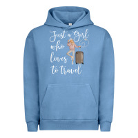 Pigment Pebble Blue just a girl who loves to travel traveling women nomad t shirt Urban Hoodie - baoMotion