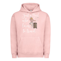 Pigment Salmon just a girl who loves to travel traveling women nomad t shirt Urban Hoodie - baoMotion