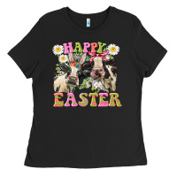 Black Happy Easter Heifers Easter Day Ladies Tee - CowGirlArtShop