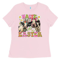 Bubblegum Pink Happy Easter Heifers Easter Day Ladies Tee - CowGirlArtShop