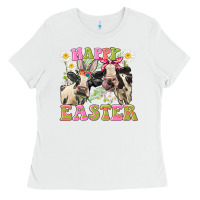White Happy Easter Heifers Easter Day Ladies Tee - CowGirlArtShop