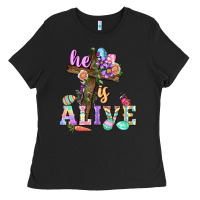 Black He is alive Easter Day Ladies Tee - CowGirlArtShop