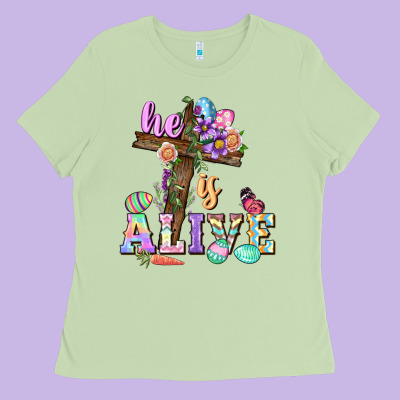 He Is Alive Easter Day Ladies Tee Designed By Cowgirlartshop