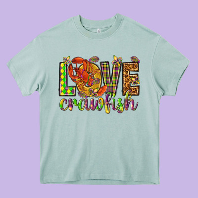 Mardi Gras Love Crawfish Heavy Core Tee Designed By Howdyjamesfarm