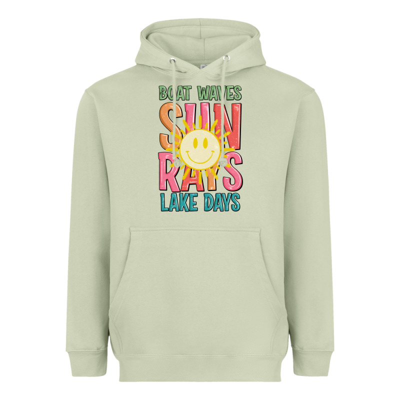 Boat Waves Sun Rays Lake Days Heavyweight Hoodie by JahusDesignShop | Teevron