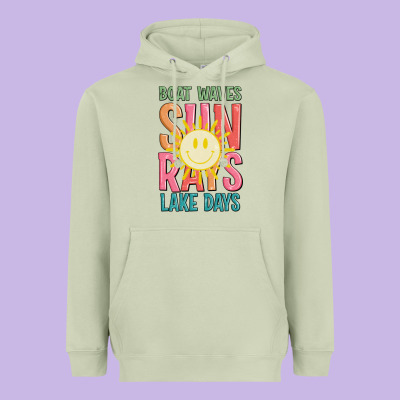 Boat Waves Sun Rays Lake Days Heavyweight Hoodie Designed By Jahusdesignshop