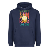 Navy boat waves sun rays lake days Heavyweight Hoodie - JahusDesignShop