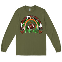 Army Green Football Rainbow Long Sleeve Tee - RanaPortraitStore