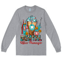 Heather Grey dental office manager cold drink frappe Long Sleeve Tee - FaDigitalArtStudio