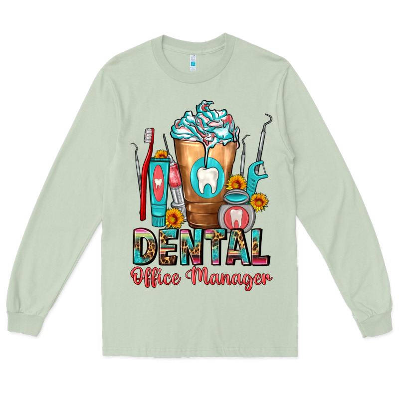 Dental Office Manager Cold Drink Frappe Long Sleeve Tee by FaDigitalArtStudio | Teevron