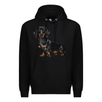 Black Dachshund Dog Illustrations Premium Hoodie - LillyAllenDesigns