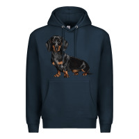 Navy Dachshund Dog Illustrations Premium Hoodie - LillyAllenDesigns