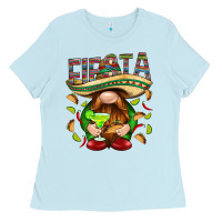 Baby Blue Fiesta gnome with tacos Mexico Ladies Tee - HowdyJamesFarm