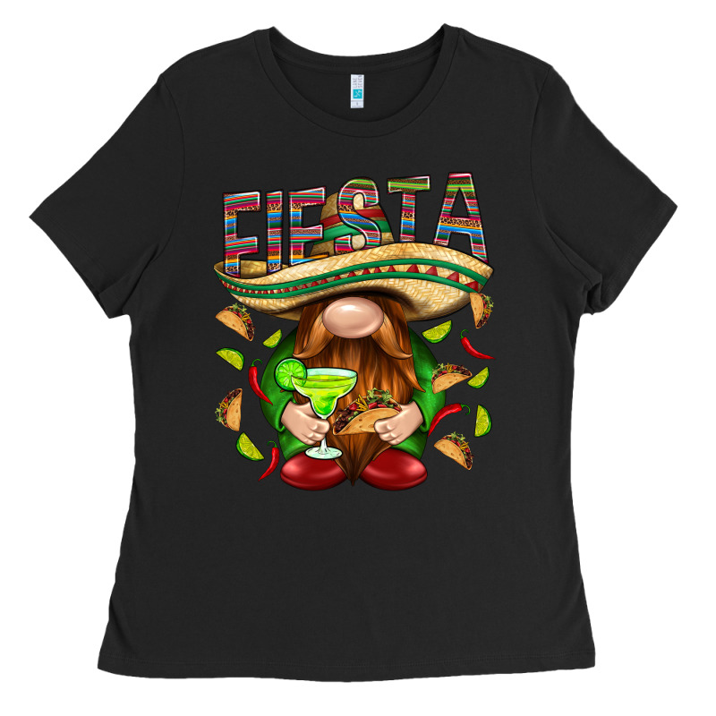 Fiesta Gnome With Tacos Mexico Ladies Tee by HowdyJamesFarm | Teevron