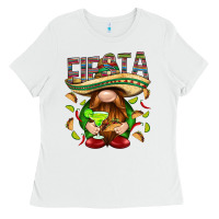 White Fiesta gnome with tacos Mexico Ladies Tee - HowdyJamesFarm
